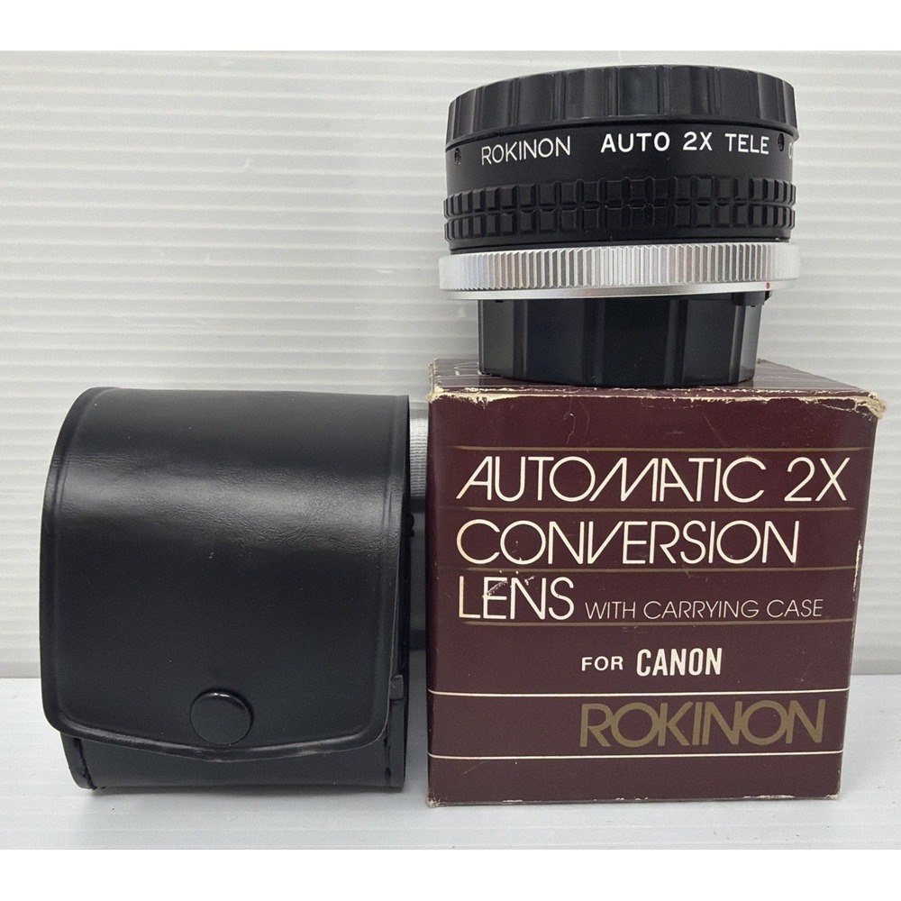 Vintage Rokinon Automatic 2x Conversion Lens With Carrying Case For Canon